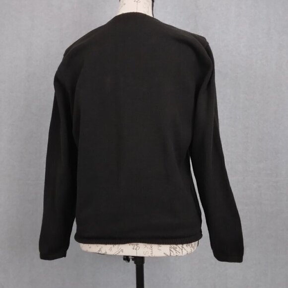 Talbots Petite | Black Knit Cardigan Sweater Classic Cotton Blend | Size LP - Picture 4 of 6